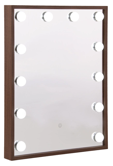 Frame LED sminkespeil vegg 51cm valnøtt  2