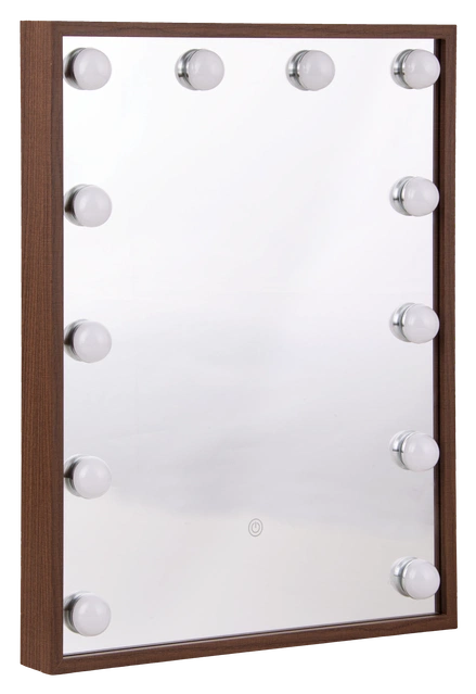 Frame LED sminkespeil vegg 51cm valnøtt  4