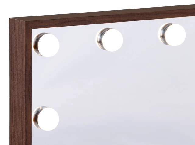 Frame LED sminkespeil vegg 51cm valnøtt  3