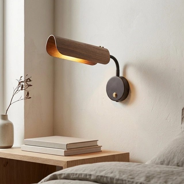 Linden vegglampe 21cm valnøtt 1