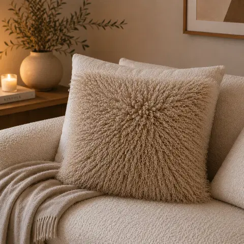 Putetrekk pels 45cm beige, bilde 1 av 2