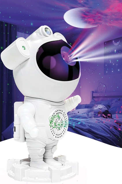 Astronaut LED projektorlampe oppladbar 22cm hvit 2