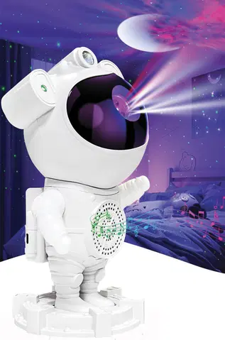 Astronaut LED projektorlampe oppladbar 22cm hvit, bilde 2 av 2