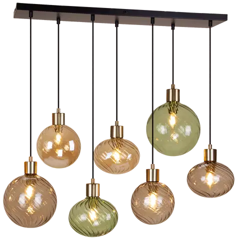 Elara taklampe rektangel 7lys 80cm flerfarget brun, bilde 5 av 14