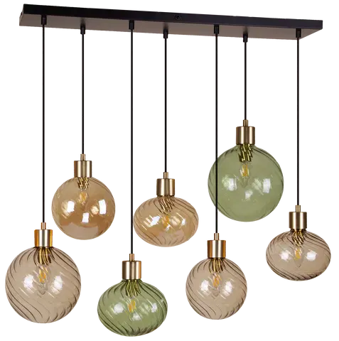 Elara taklampe rektangel 7lys 80cm flerfarget brun, bilde 7 av 14