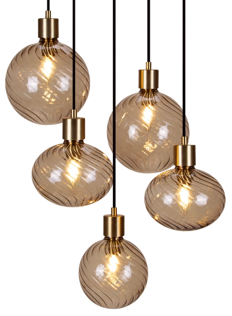 Elara taklampe rondell 5lys 40cm brun 3
