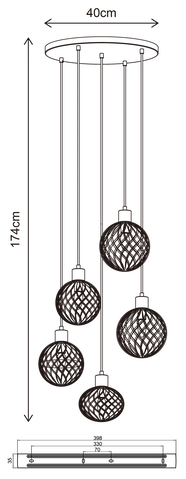 Elara taklampe rondell 5lys 40cm brun , bilde 7 av 7