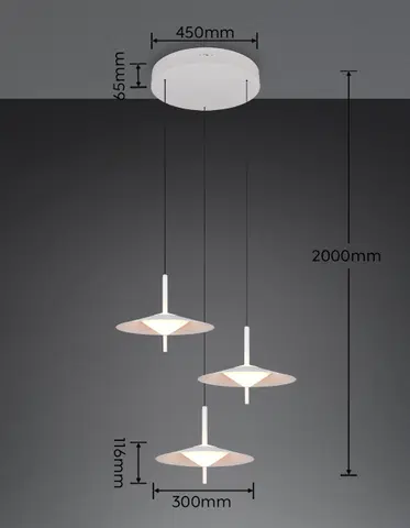 Amalo LED taklampe rondell 3lys 67cm hvit , bilde 8 av 8