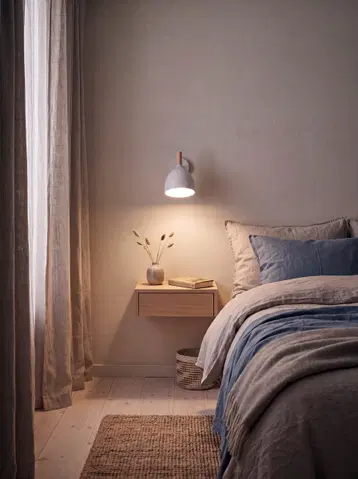 Jerano vegglampe 28cm grå/eik, bilde 1 av 3