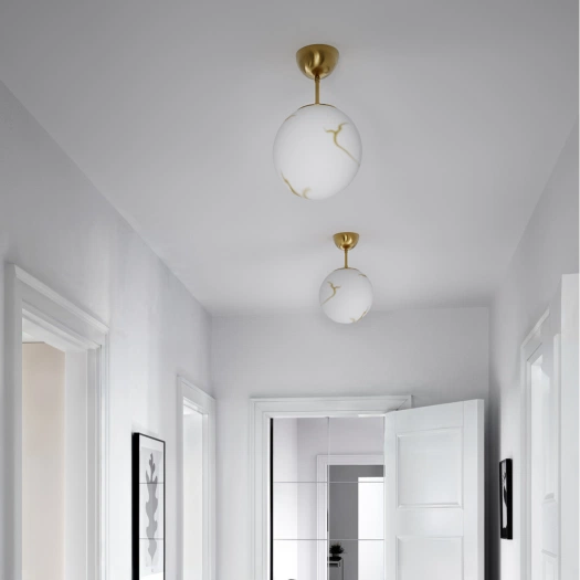 Bellagio plafond taklampe 25cm messing/hvit