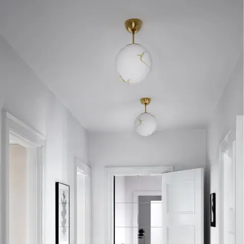 Bellagio plafond taklampe 25cm messing/hvit , bilde 1 av 3