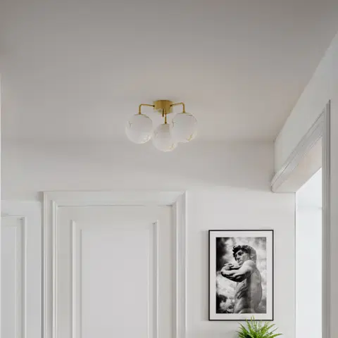 Bellagio plafond taklampe 3lys 50cm messing/hvit, bilde 1 av 3