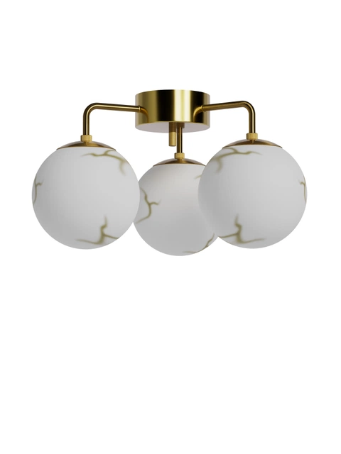 Bellagio plafond taklampe 3lys 50cm messing/hvit 2