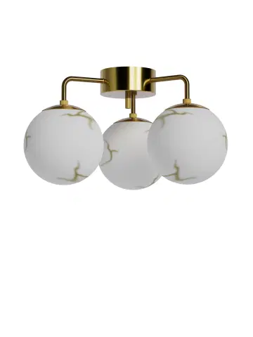 Bellagio plafond taklampe 3lys 50cm messing/hvit, bilde 2 av 3