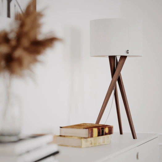 Vega bordlampe 55cm valnøtt/hvit  