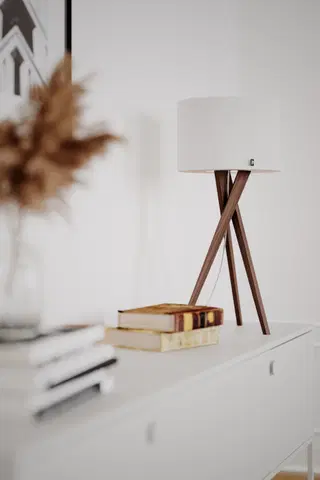 Vega bordlampe 55cm valnøtt/hvit  , bilde 3 av 4