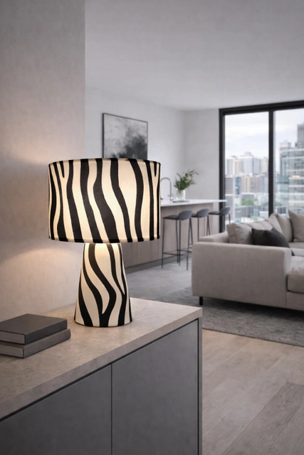 Zany Zebra bordlampe 43cm svart/hvit  3