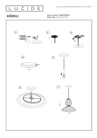 Keenu taklampe 67cm hvit , bilde 6 av 6