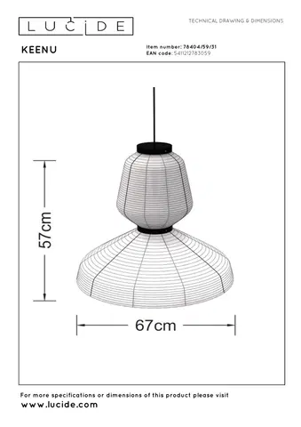 Keenu taklampe 67cm hvit , bilde 5 av 6