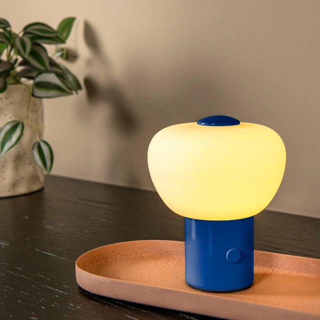 Gustav LED oppladbar bordlampe 9,5cm blå  1