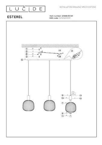 Esterel taklampe rekke 116cm beige , bilde 10 av 10