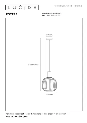 Esterel taklampe 25cm beige , bilde 8 av 9