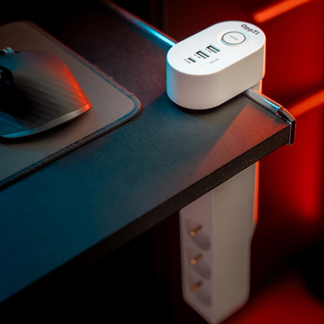 Skjøteledning hengende 3-veis & USB porter hvit