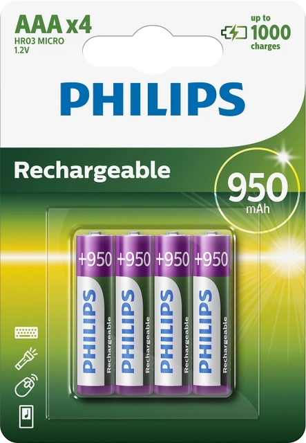 Batteri oppladbare AAA 4pk.