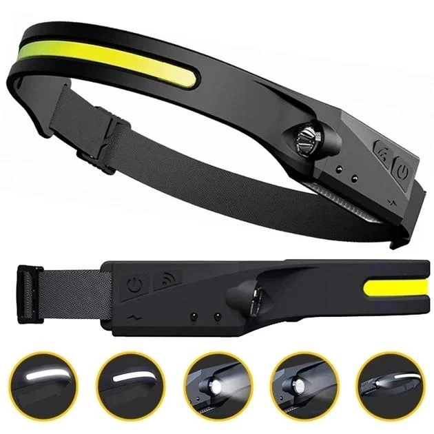 Hodelykt LED oppladbar 300lm sort