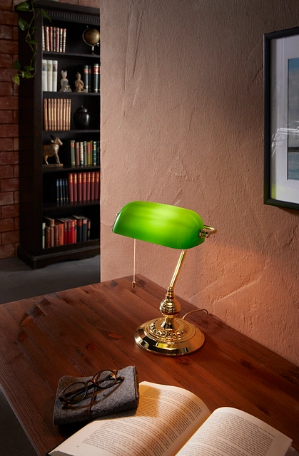 Banker skrivebordslampe 39cm grønn