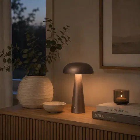 Laccaria LED oppladbar bordlampe 30cm brun 1