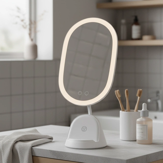 Sminkespeil LED med stativ 41,5cm hvit