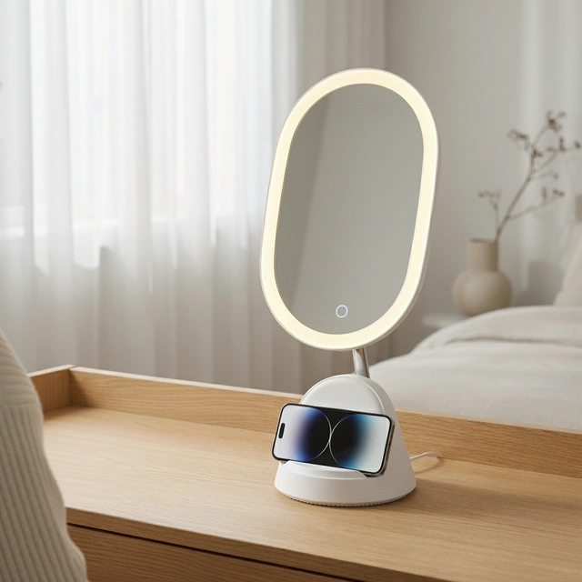 Sminkespeil LED med stativ 41,5cm hvit