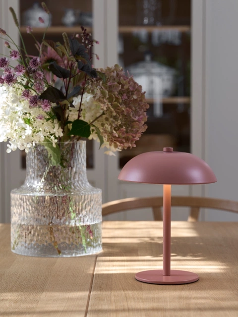 GlowGo LED oppladbar bordlampe 20,5cm rosa