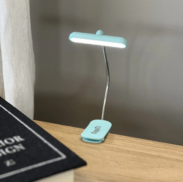 Clip Flip-light LED oppladbar boklys 7cm blå