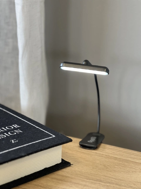 Clip Flip-light LED oppladbar boklys 7cm grå