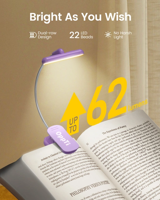 Clip Flip-light LED oppladbar boklys 7cm lilla