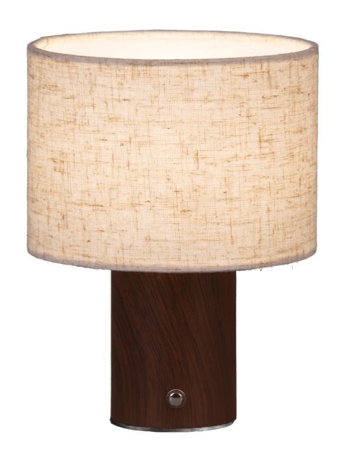 Tingeling rund LED oppladbar bordlampe 20cm brun