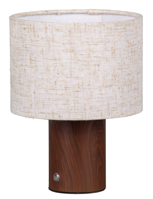 Tingeling rund LED oppladbar bordlampe 20cm brun