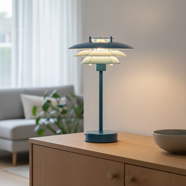 Joakim LED oppladbar bordlampe 30cm blå