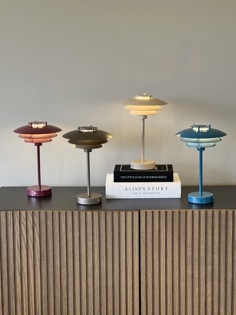 Joakim LED oppladbar bordlampe 30cm blå