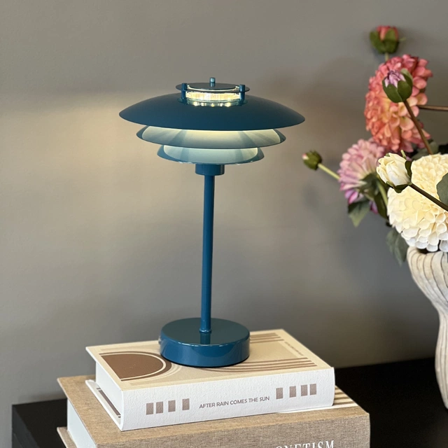 Joakim LED oppladbar bordlampe 30cm blå