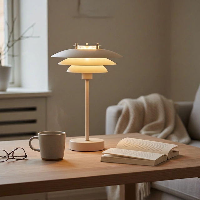 Joakim LED oppladbar bordlampe 30cm beige