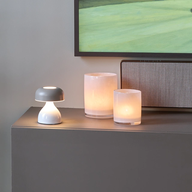 Myla Mini LED oppladbar bordlampe 12cm beige