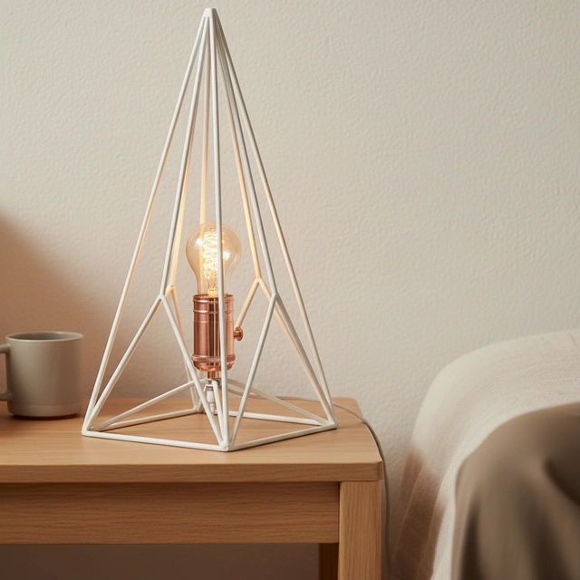 Triangel bordlampe 40cm hvit