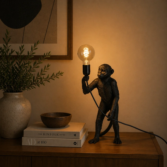 Monkey bordlampe 32cm sort