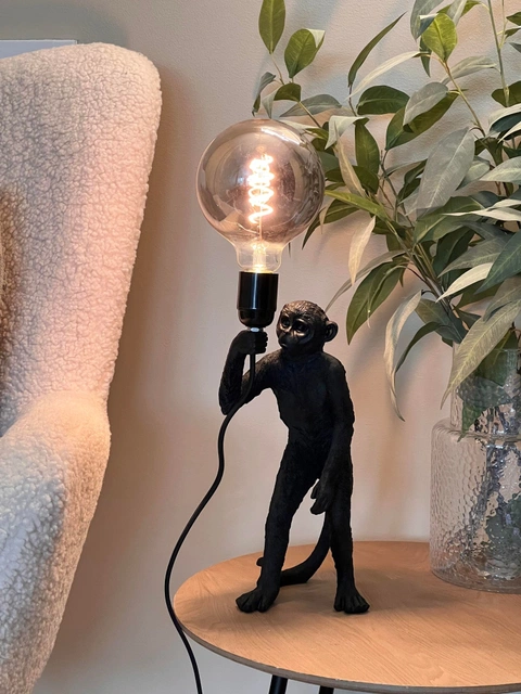 Monkey bordlampe 32cm sort