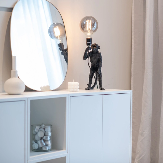 Monkey bordlampe 32cm sort