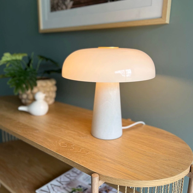 Glossy bordlampe 32cm hvit