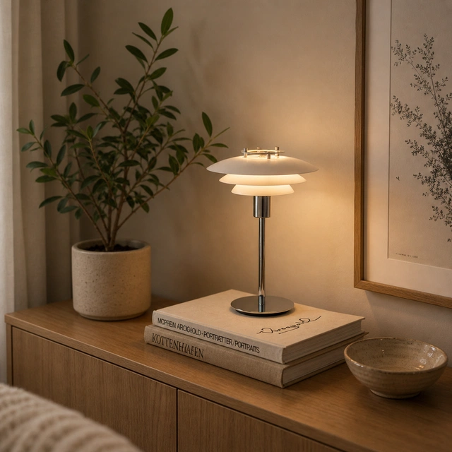Joakim bordlampe 30cm hvit/krom